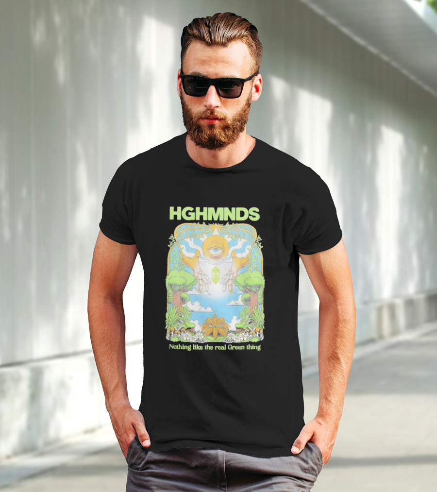 HGHMNDS Nothing Like The Real Green Thing Eye And Hands Above Nature Scene T-Shirt