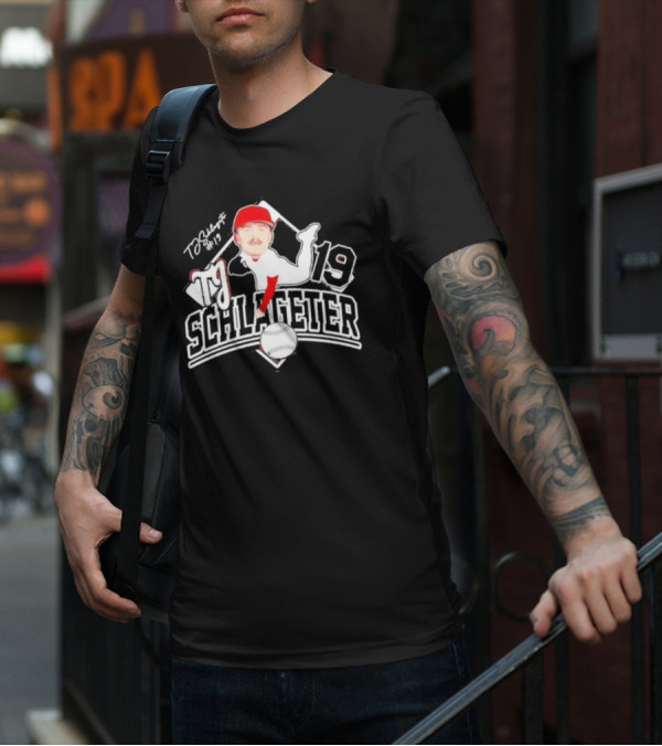 Louisville Cardinals TJ Schlageter 19 Baseball Cartoon T-Shirt