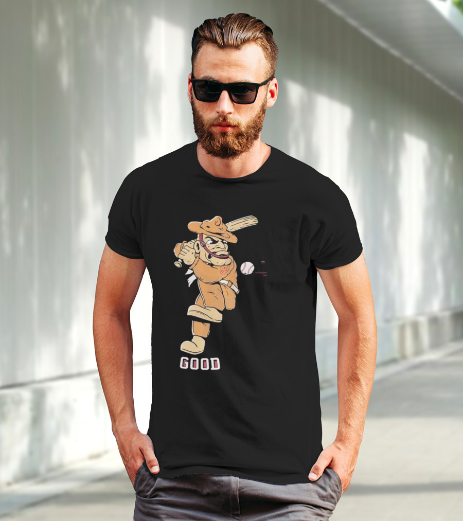 Good Tam Baseball Comic Character Swinging At Pitch T-Shirt