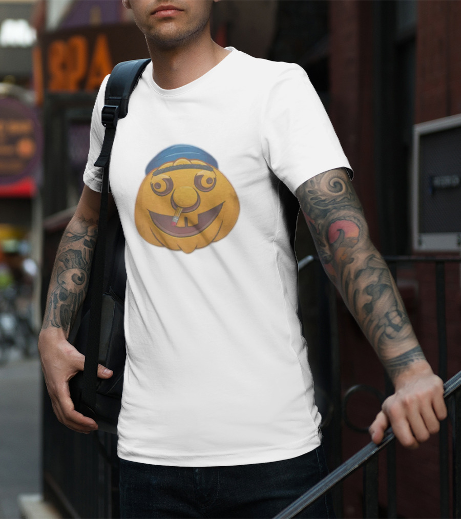 SML Pumpkin With Blue Hat And Pencil T-Shirt