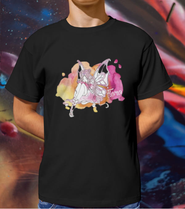 Flora Winx Club Merch Shine Bright Watercolor Wings T-Shirt