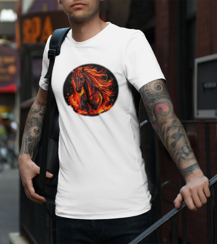 Funny Flaming Horse For Burning Flames Lovers T-Shirt
