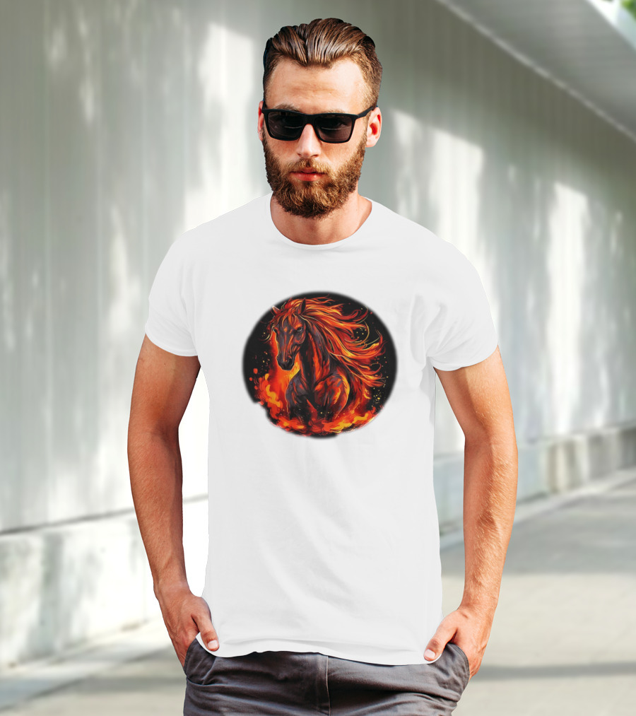 Funny Flaming Horse For Burning Flames Lovers T-Shirt