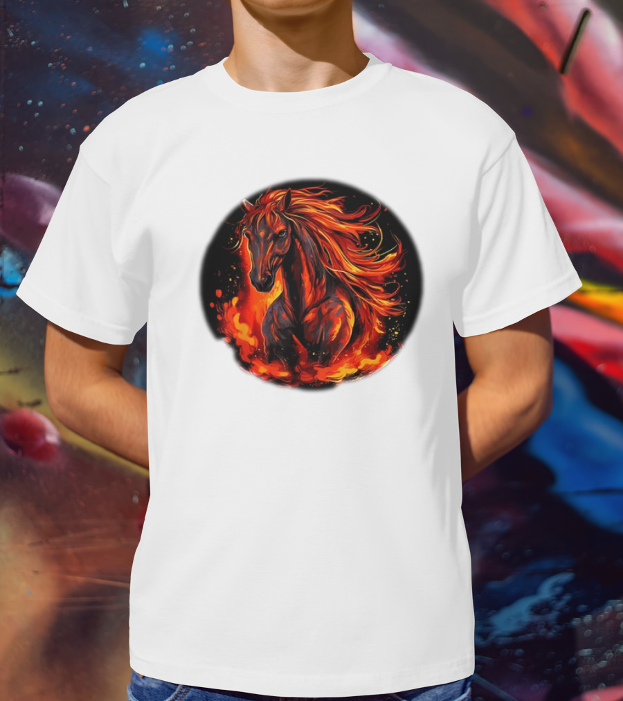 Funny Flaming Horse For Burning Flames Lovers T-Shirt