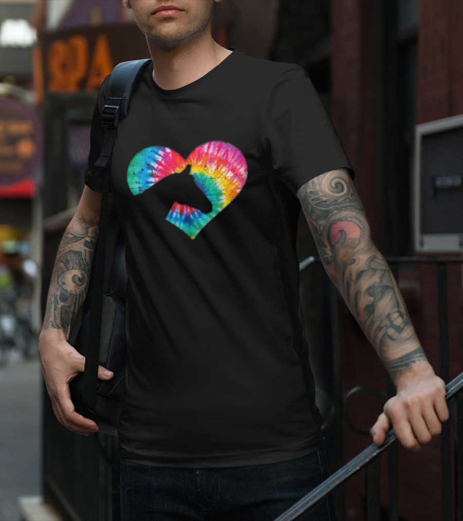 Tie-Dye Heart Horse Lover T-Shirt