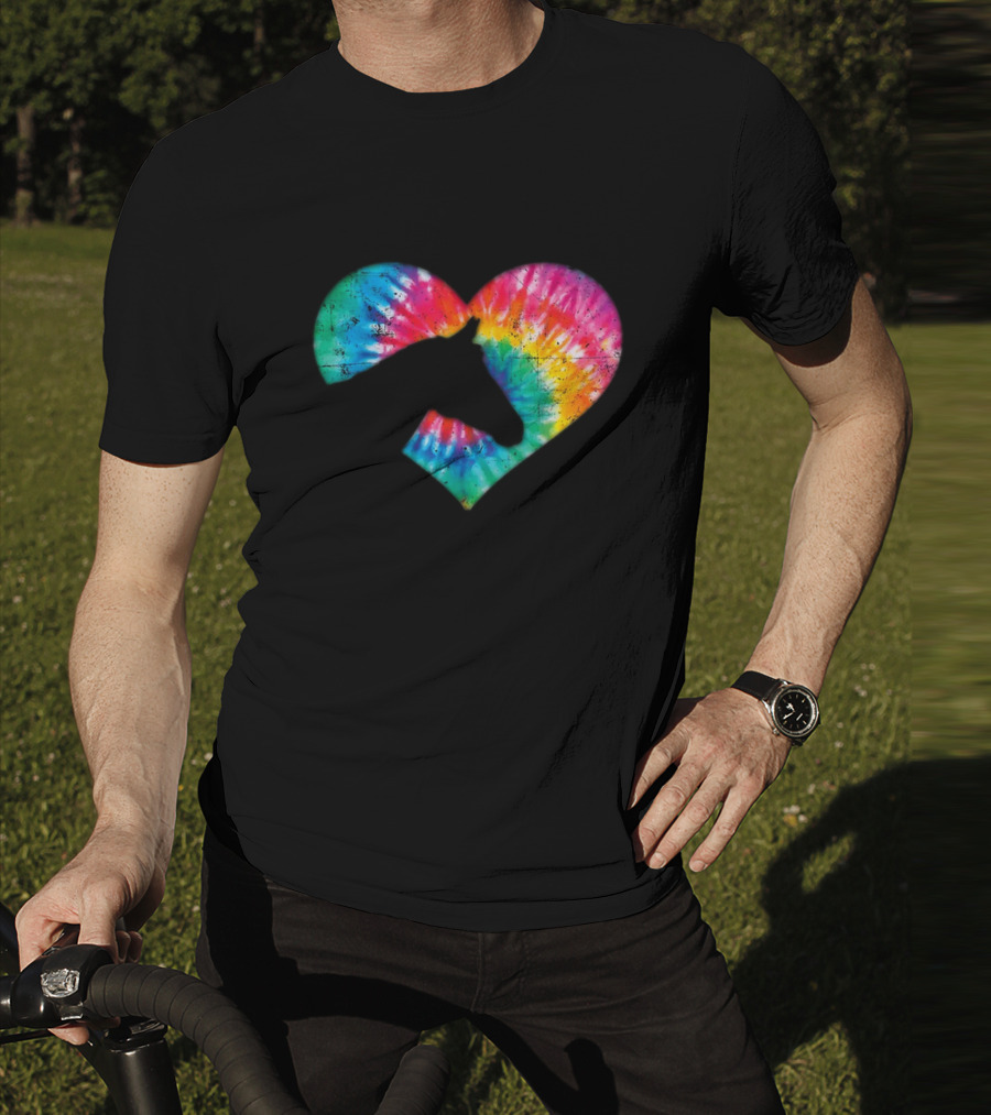 Tie-Dye Heart Horse Lover T-Shirt