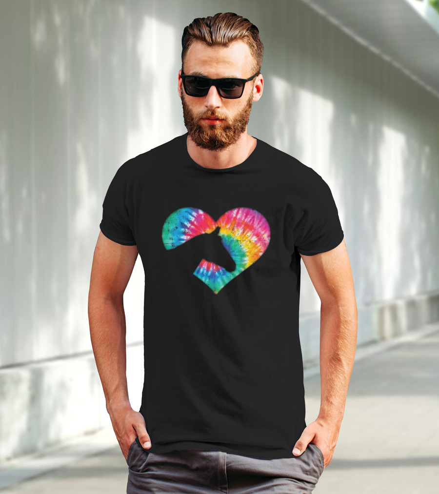 Tie-Dye Heart Horse Lover T-Shirt