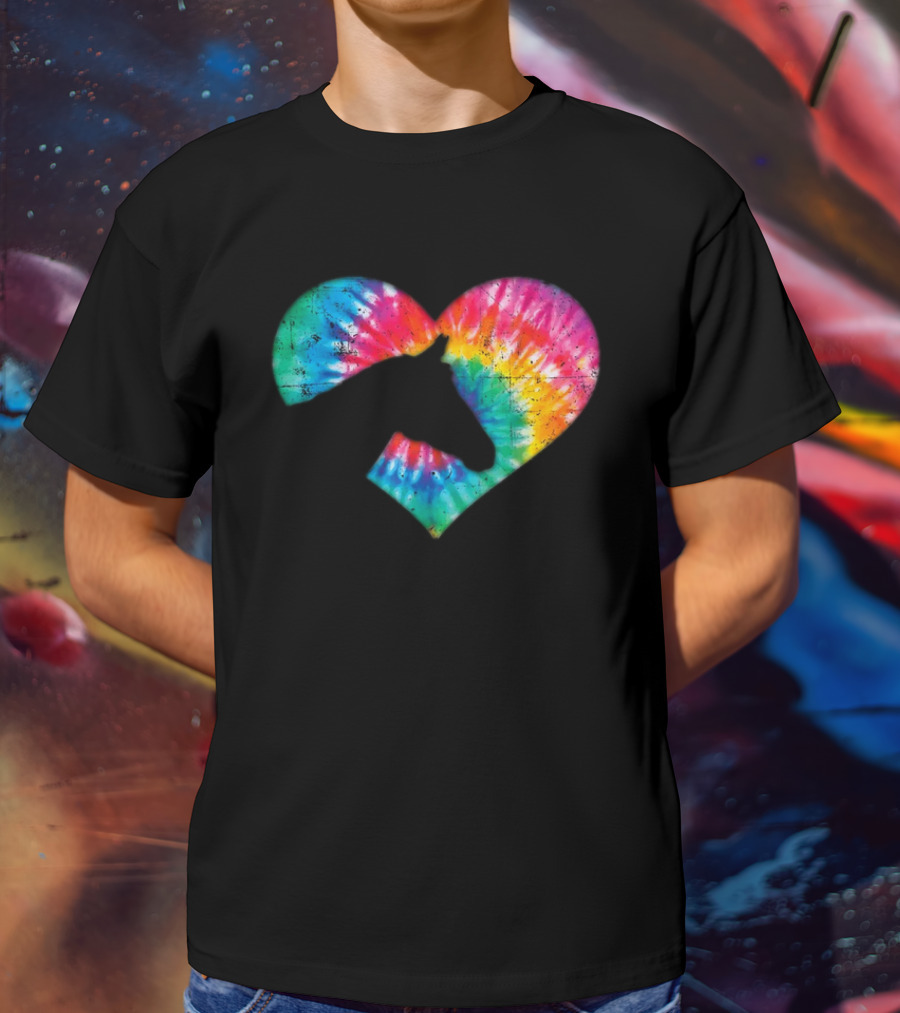 Tie-Dye Heart Horse Lover T-Shirt