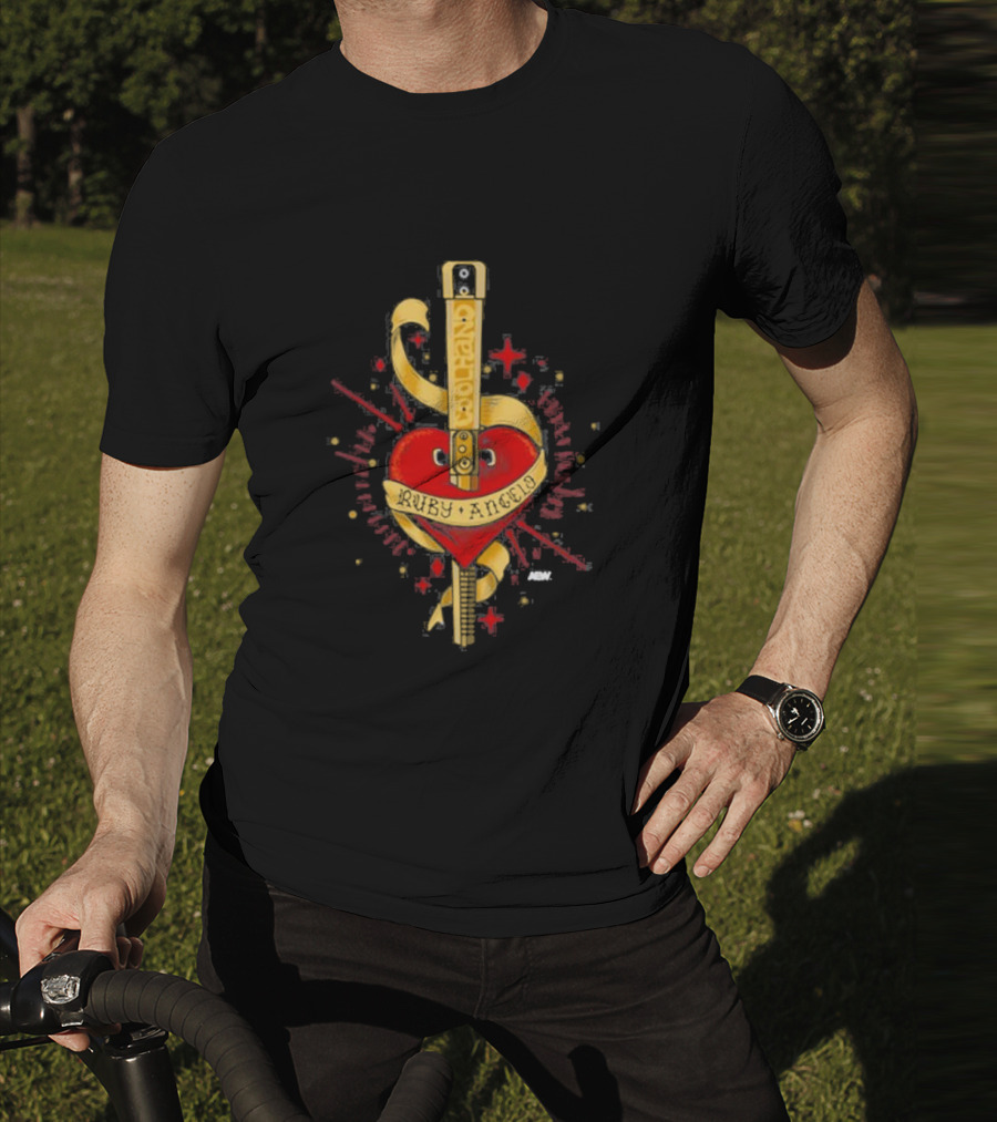 Ruby Angelo Heart Guitar With Ribbon And Stars T-Shirt