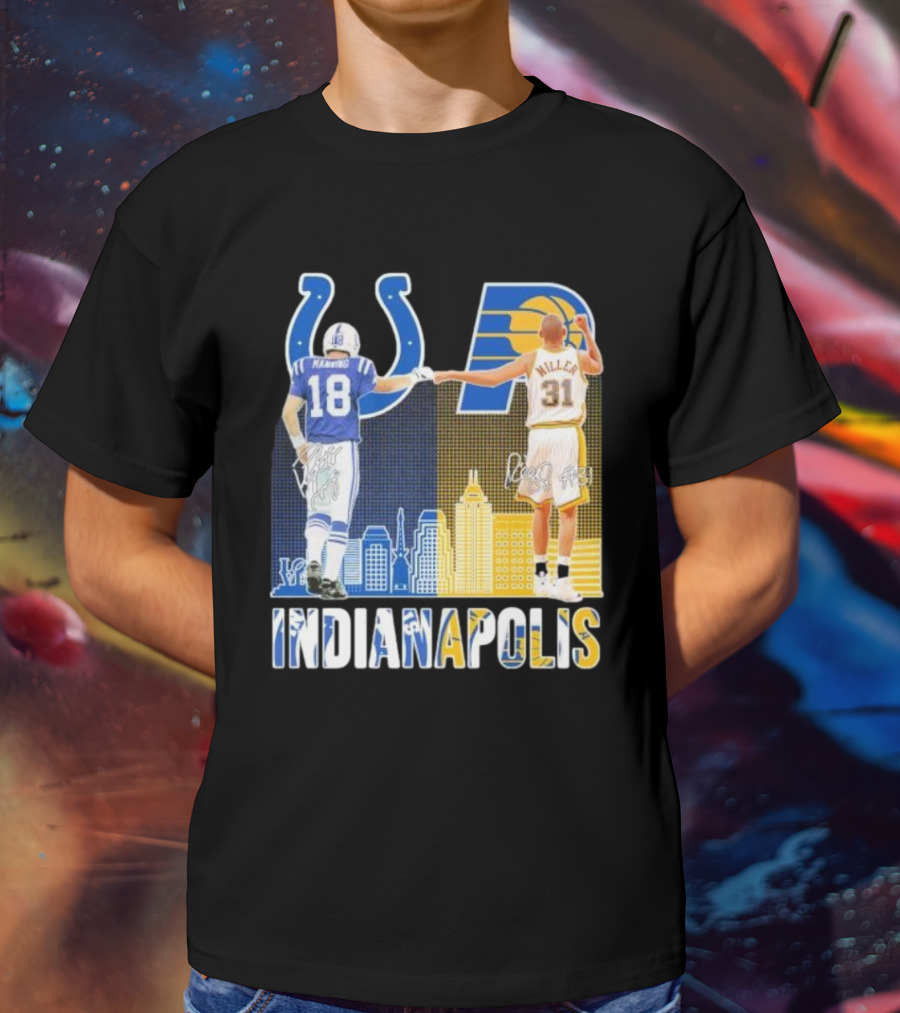 Manning Miller Indianapolis Colts Pacers Signatures Legends T-Shirt