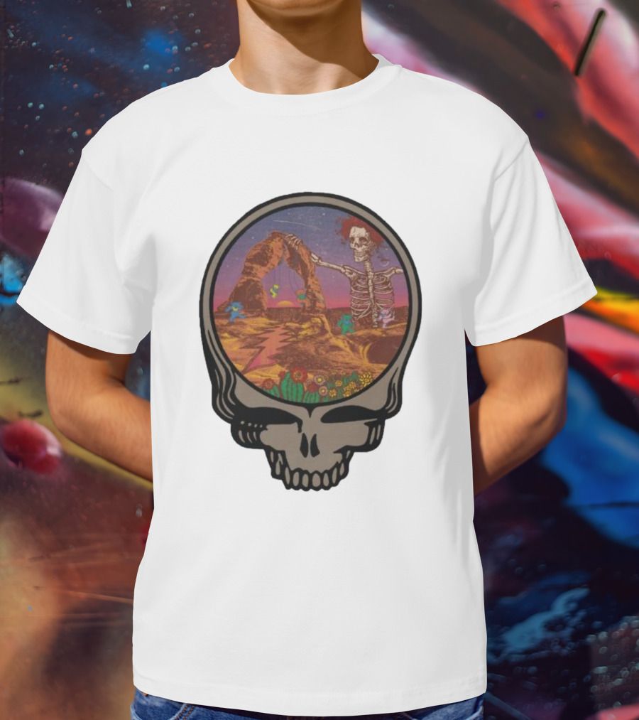 Grateful Dead Skull And Skeleton In Moab Desert Scene T-Shirt