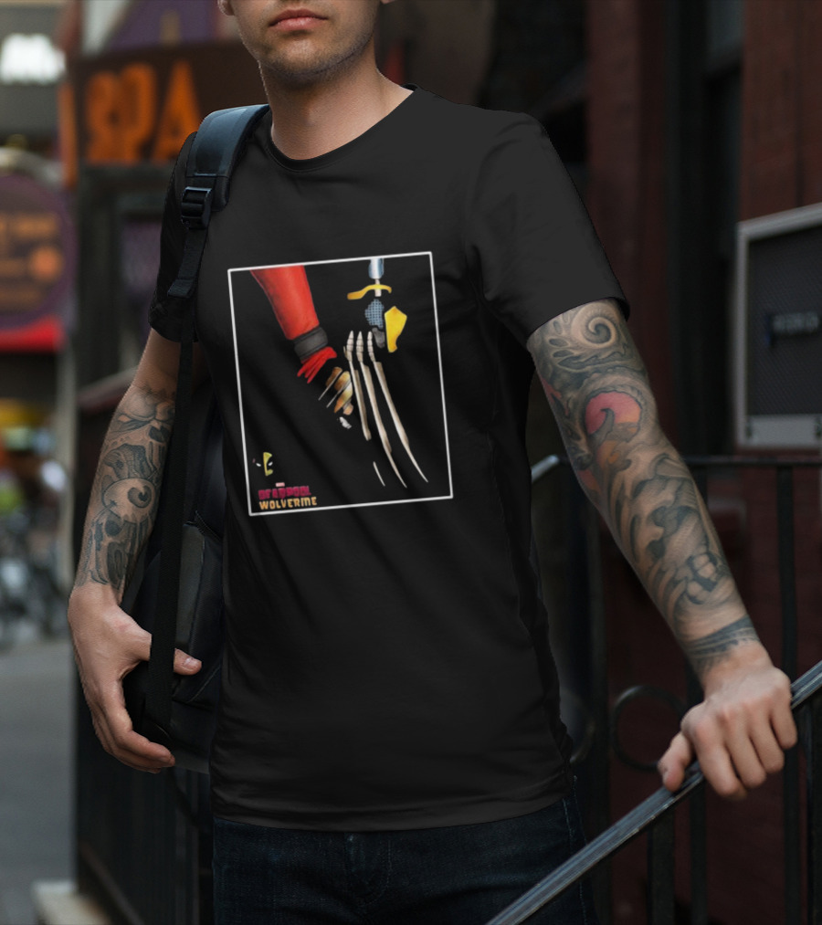 Deadpool Wolverine Handshake Claws T-Shirt