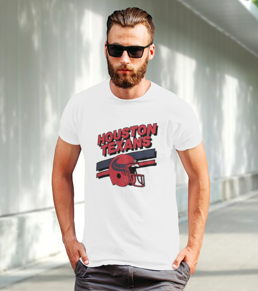 Houston Texans Vintage Helmet Stripes Retro Homage T-Shirt