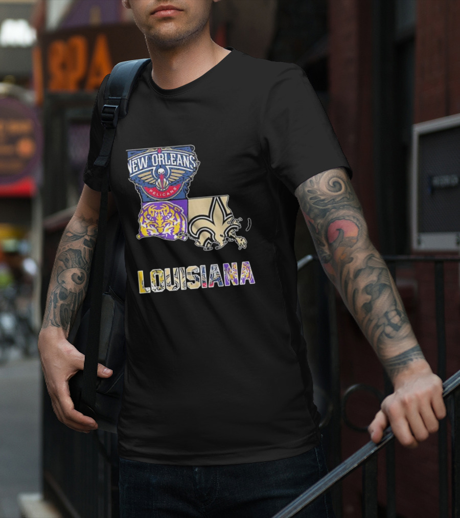 New Orleans Pelicans LSU Tigers New Orleans Saints Louisiana Pride T-Shirt