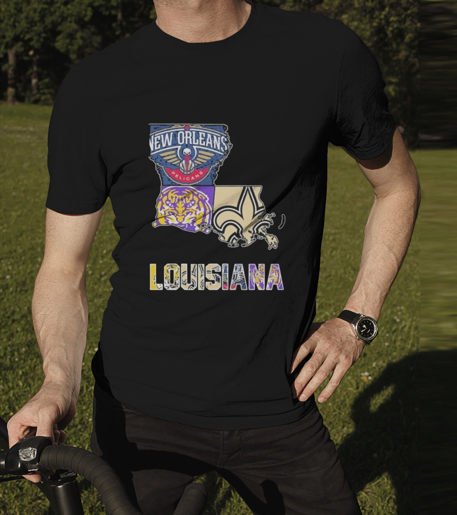 New Orleans Pelicans LSU Tigers New Orleans Saints Louisiana Pride T-Shirt