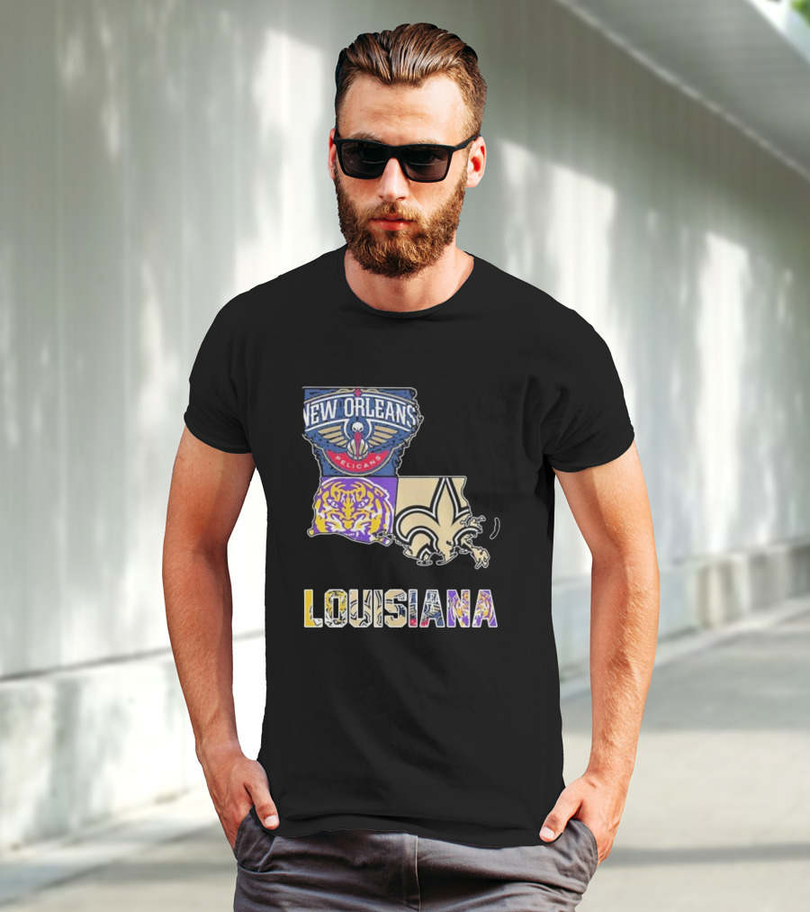 New Orleans Pelicans LSU Tigers New Orleans Saints Louisiana Pride T-Shirt