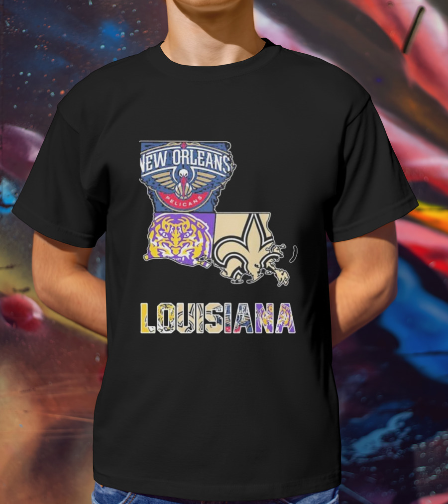 New Orleans Pelicans LSU Tigers New Orleans Saints Louisiana Pride T-Shirt