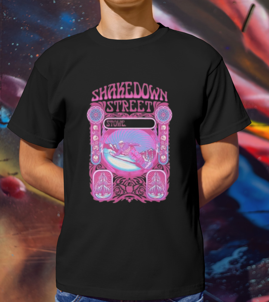 Shakedown Street Stowe Vermont Psychedelic Snowboarder Retro T-Shirt