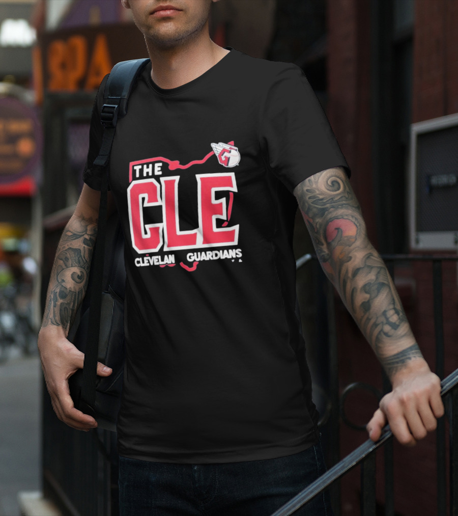 Cleveland Guardians The CLE 216 Map Logo Winged Baseball Emblem T-Shirt