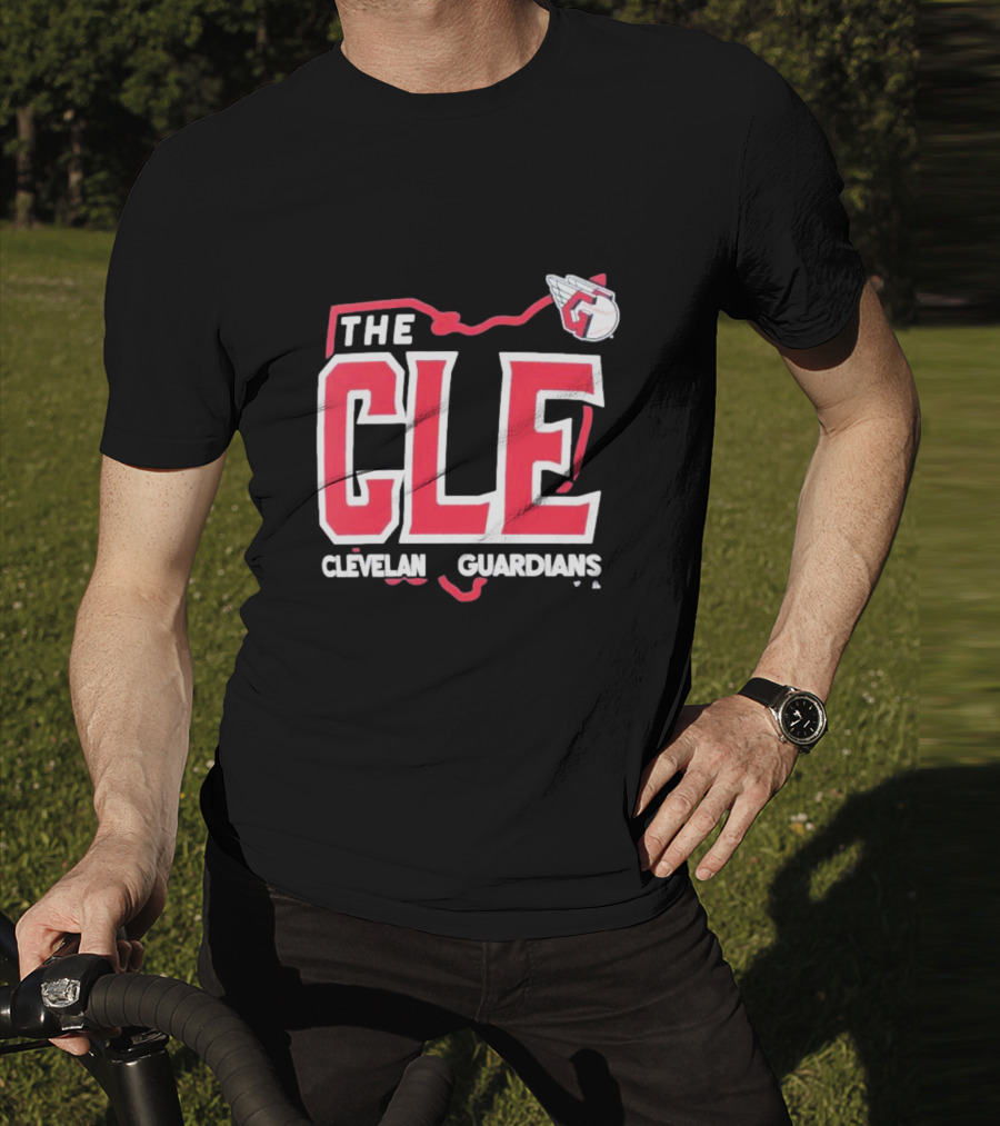 Cleveland Guardians The CLE 216 Map Logo Winged Baseball Emblem T-Shirt