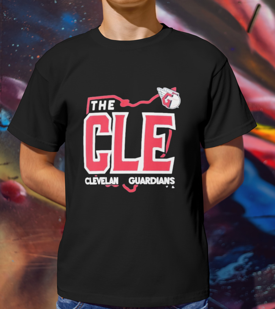 Cleveland Guardians The CLE 216 Map Logo Winged Baseball Emblem T-Shirt