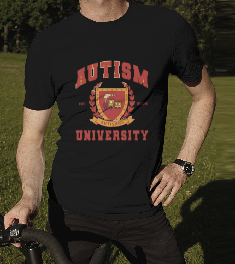 Autism University Est Birth Autismus Crest Train Emblem T-Shirt