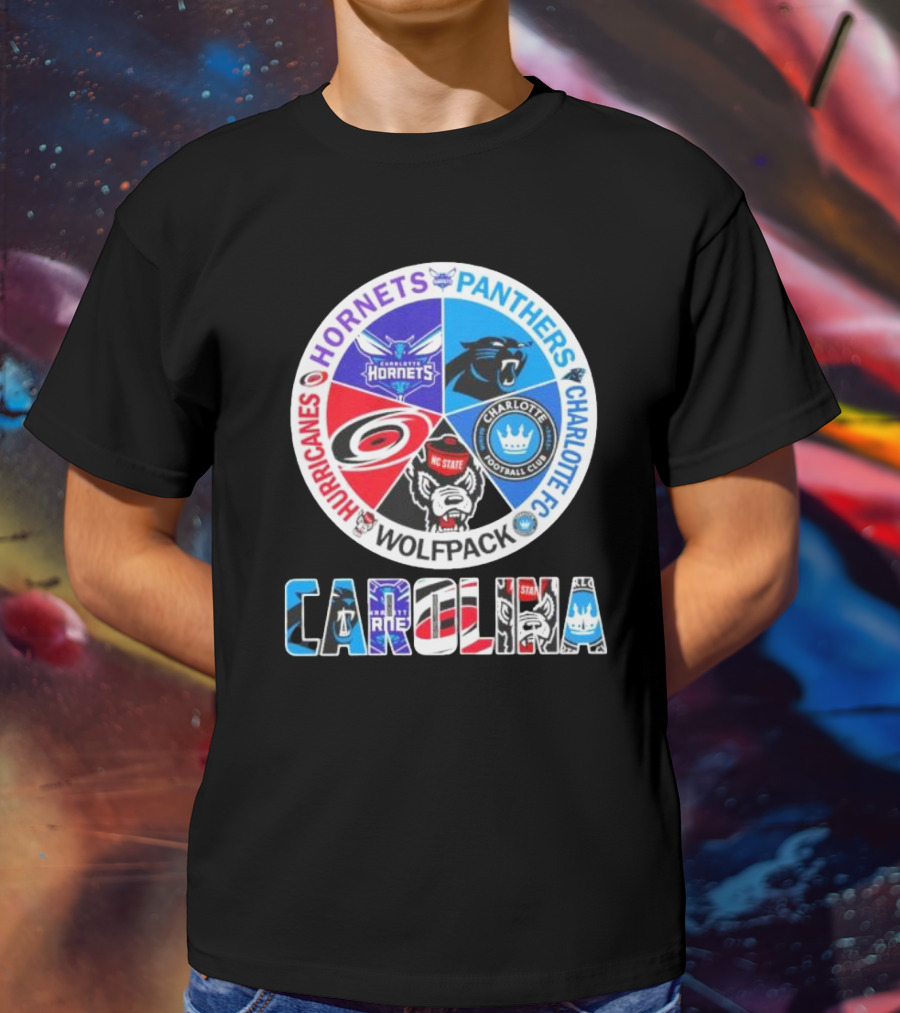 Carolina Panthers Hornets Hurricanes Wolfpack Charlotte FC Sports Teams T-Shirt