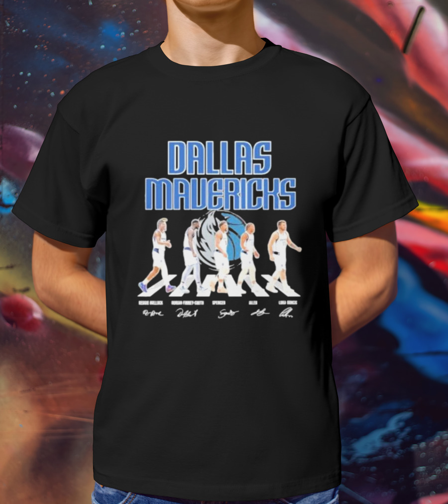 Dallas Mavericks Reggie Bullock Dorian Finney Smith Spencer Dinwiddie Jalen Brunson Luka Doncic Abbey Road Signatures T-Shirt