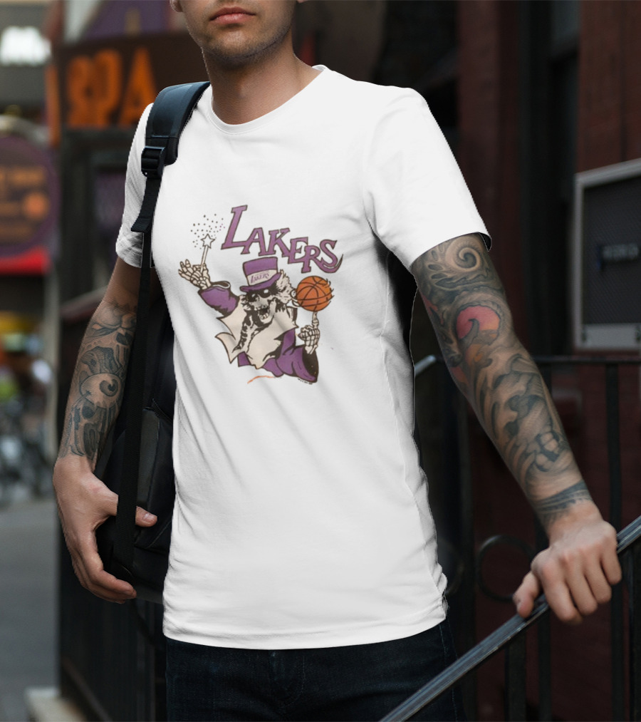 NBA Grateful Dead Lakers Skeleton Basketball T-Shirt