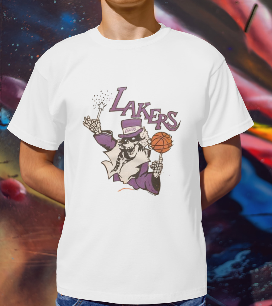 NBA Grateful Dead Lakers Skeleton Basketball T-Shirt