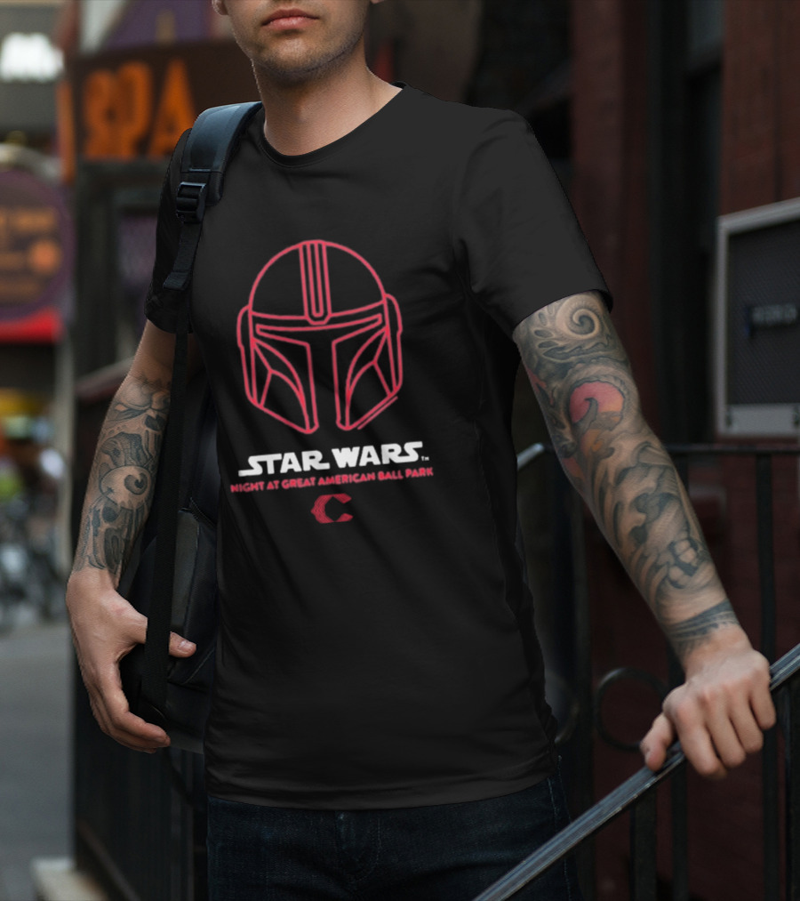 Star Wars Night At Great American Ball Park Mandalorian Helmet Reds T-Shirt