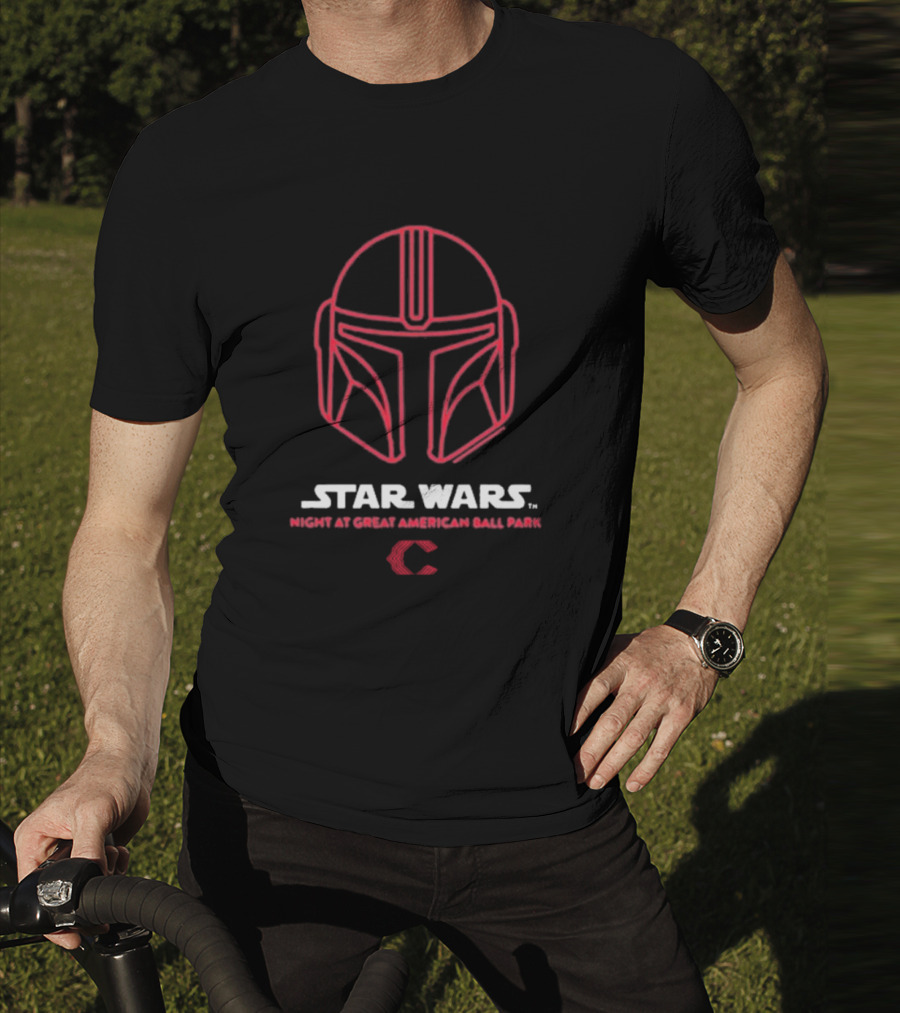 Star Wars Night At Great American Ball Park Mandalorian Helmet Reds T-Shirt