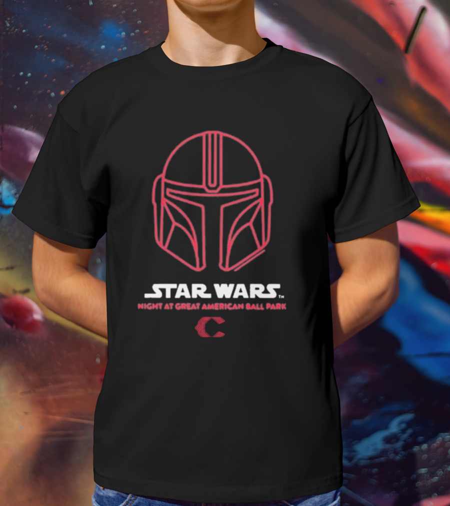 Star Wars Night At Great American Ball Park Mandalorian Helmet Reds T-Shirt