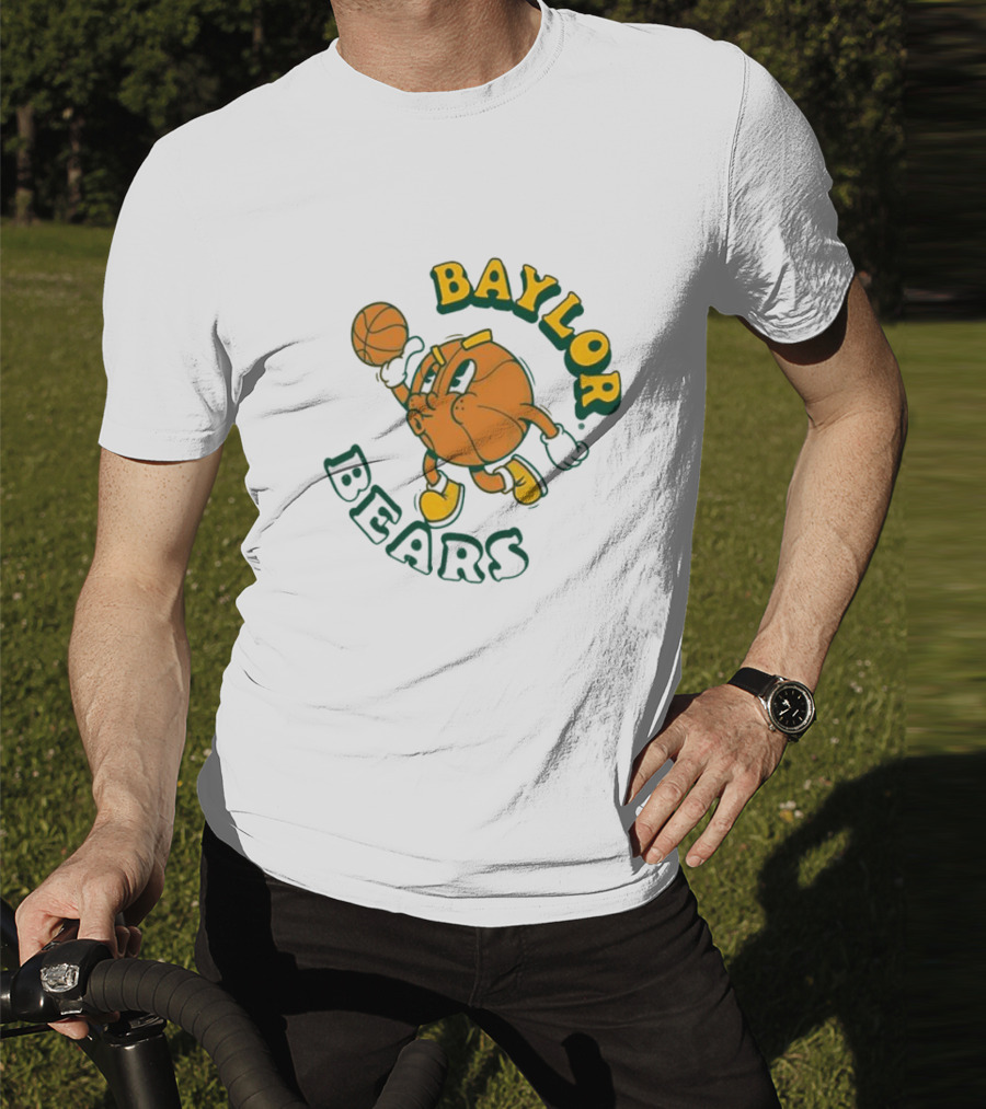 Baylor Bears Basketball Vintage Cartoon Logo Youth Green T-Shirt