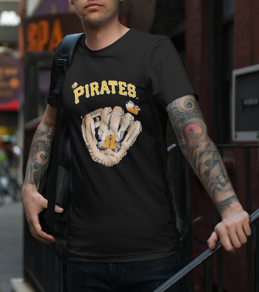 Pittsburgh Pirates Toddler Butterfly Baseball Glove Tiny Turnip T-Shirt