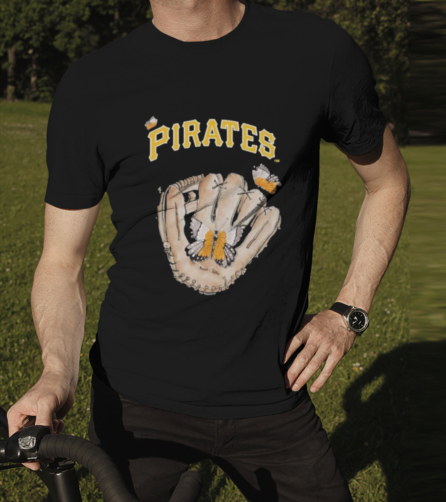 Pittsburgh Pirates Toddler Butterfly Baseball Glove Tiny Turnip T-Shirt
