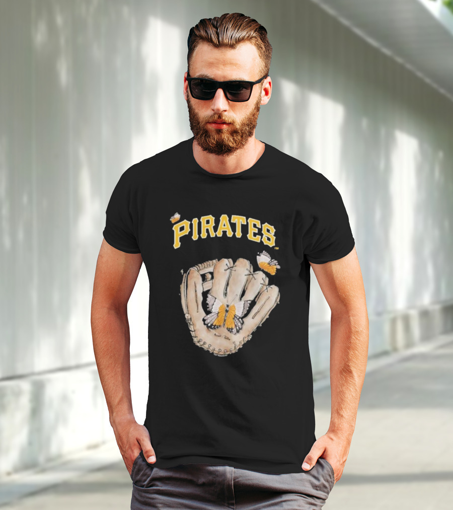 Pittsburgh Pirates Toddler Butterfly Baseball Glove Tiny Turnip T-Shirt