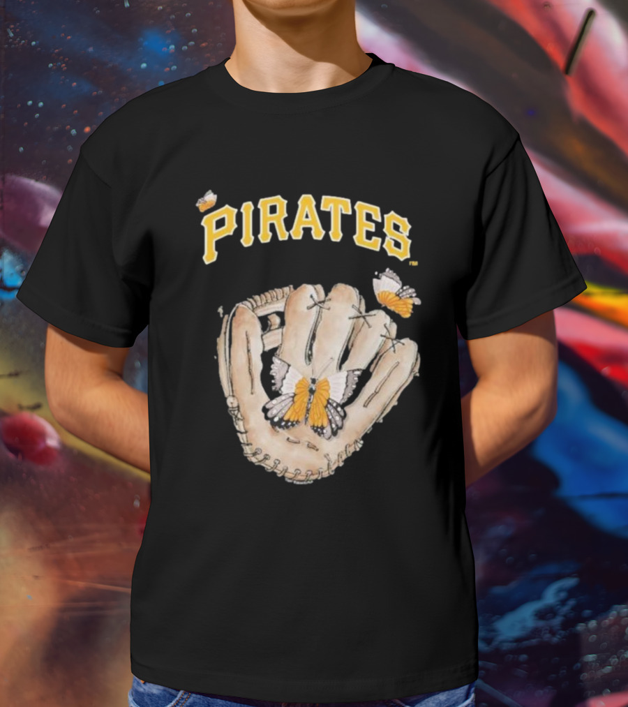 Pittsburgh Pirates Toddler Butterfly Baseball Glove Tiny Turnip T-Shirt