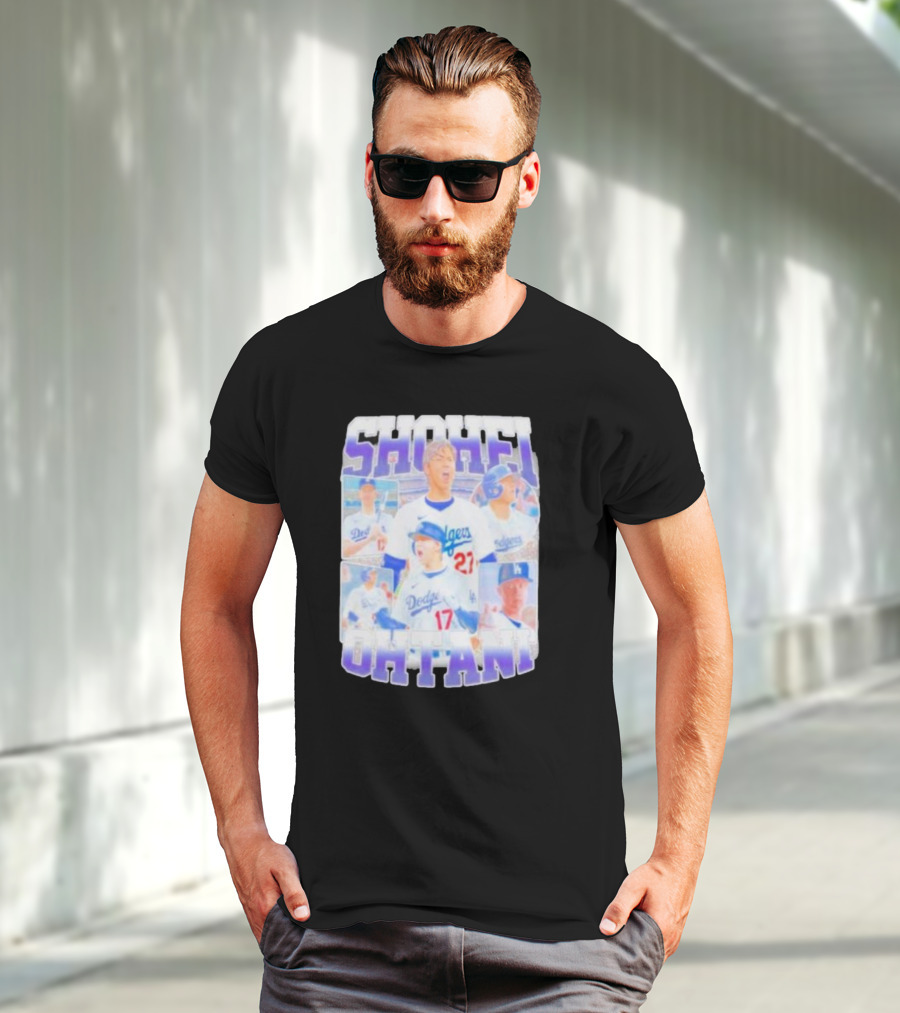 Shohei Ohtani Dodgers Baseball Star Collage T-Shirt