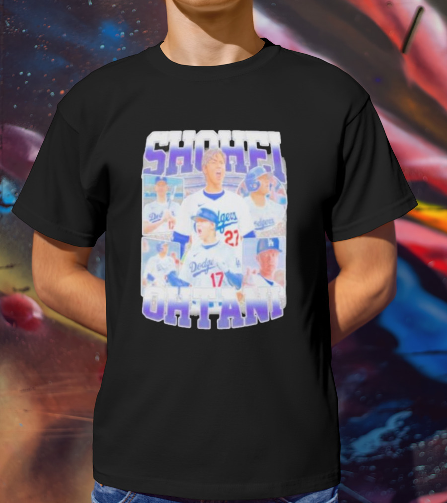 Shohei Ohtani Dodgers Baseball Star Collage T-Shirt