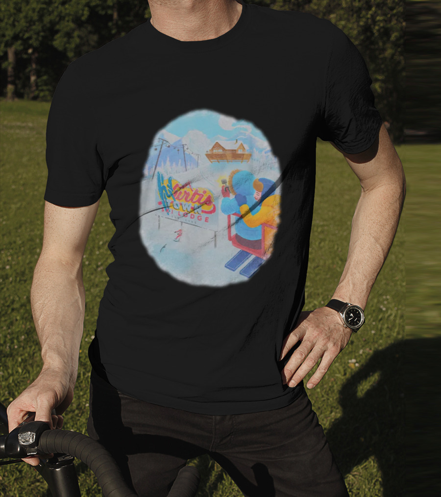 Kurtis Town Ski Lodge Winter Scene Chairlift Adventure T-Shirt