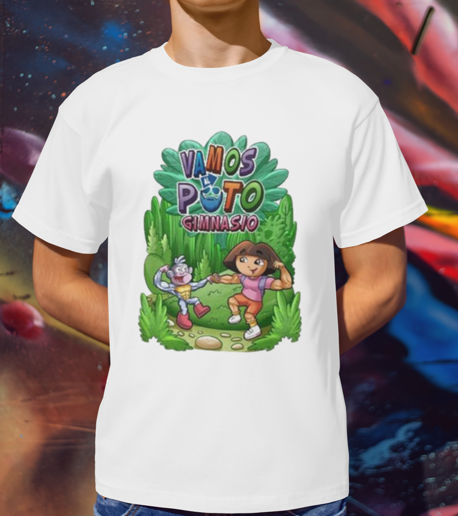 Vamos Al Puto Gimnasio Parody Cartoon Characters Fitness T-Shirt