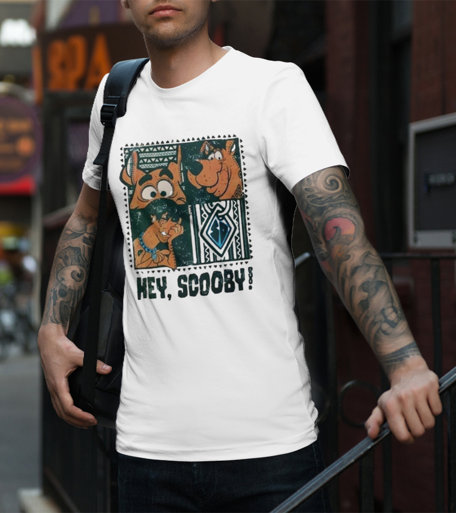 Scooby Doo Hey Scooby With Geometric Patterns And Scooby-Doo Facials T-Shirt