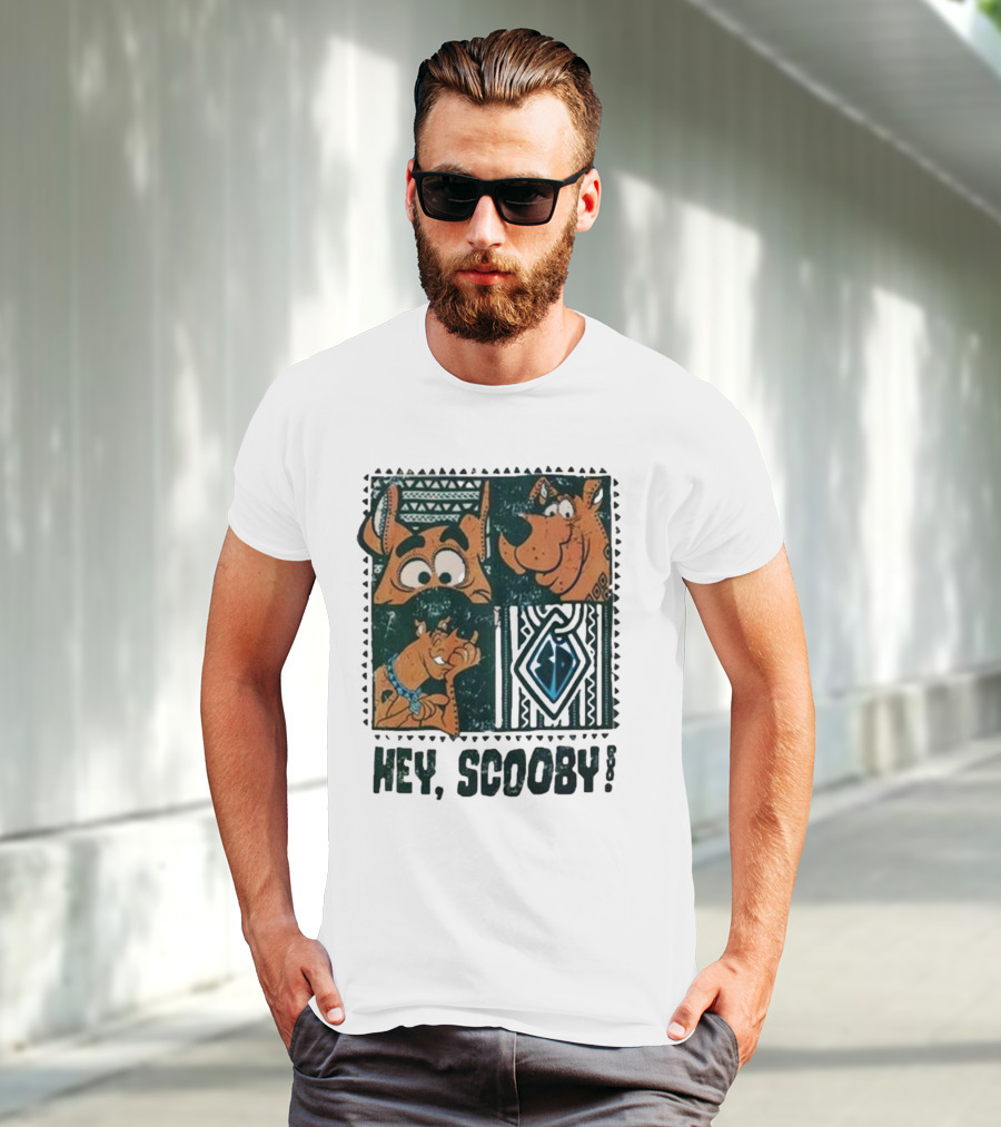 Scooby Doo Hey Scooby With Geometric Patterns And Scooby-Doo Facials T-Shirt
