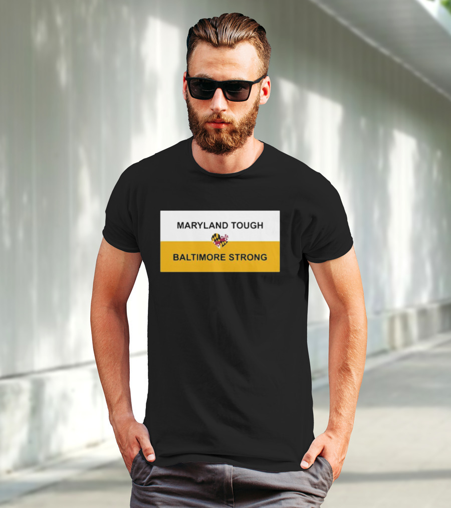 Maryland Tough Baltimore Strong Heart Maryland Flag T-Shirt