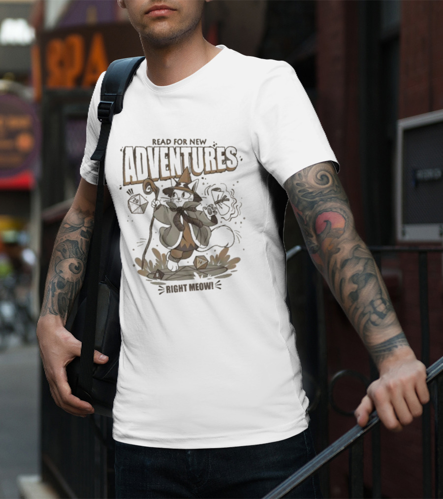 Ready For New Adventures Right Meow Wizard Cat T-Shirt