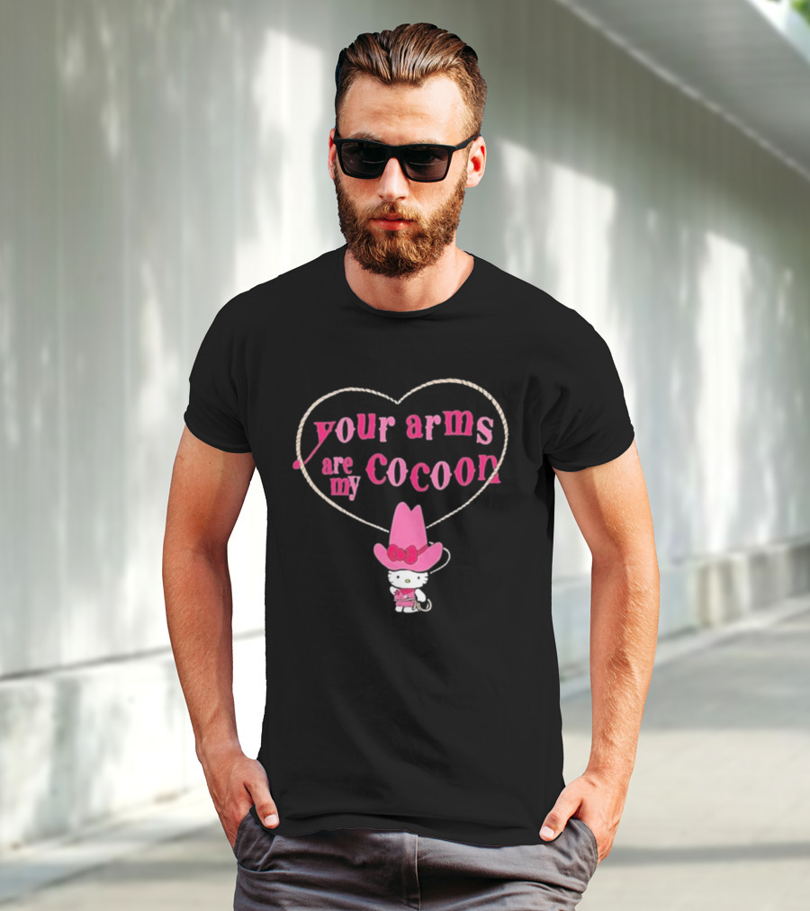 Your Arms Are My Cocoon Hello Kitty Cowboy Hat Rope Heart T-Shirt