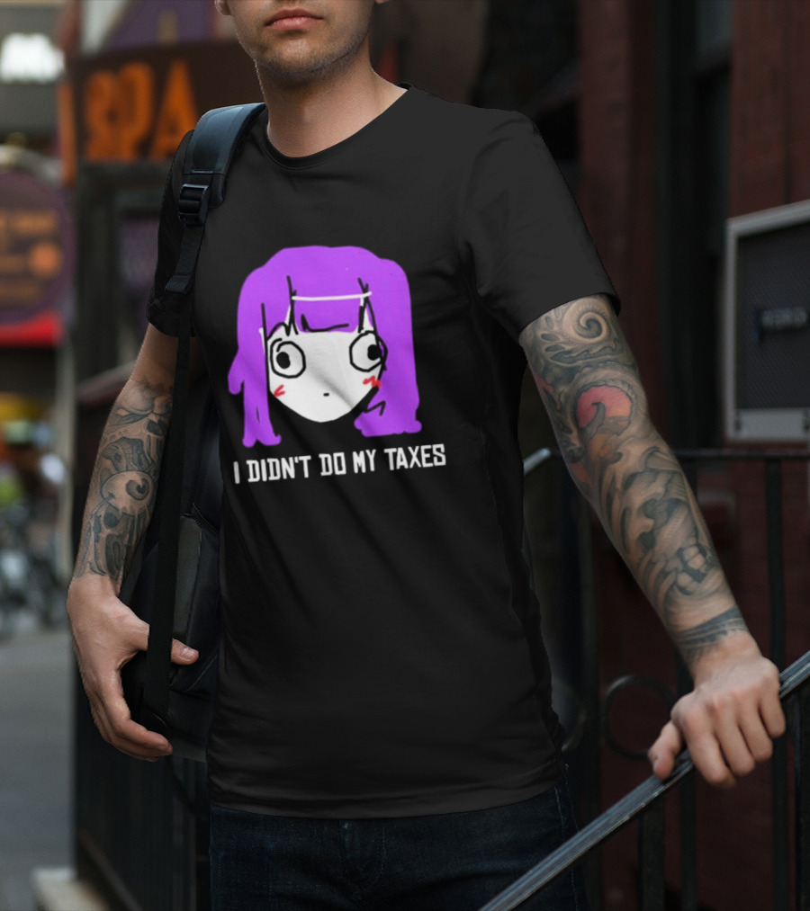 Jusagi Chan I Didn’t Do My Taxes Anime Style Purple Hair Sketch T-Shirt
