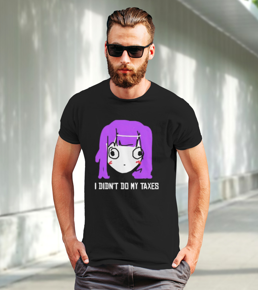 Jusagi Chan I Didn’t Do My Taxes Anime Style Purple Hair Sketch T-Shirt