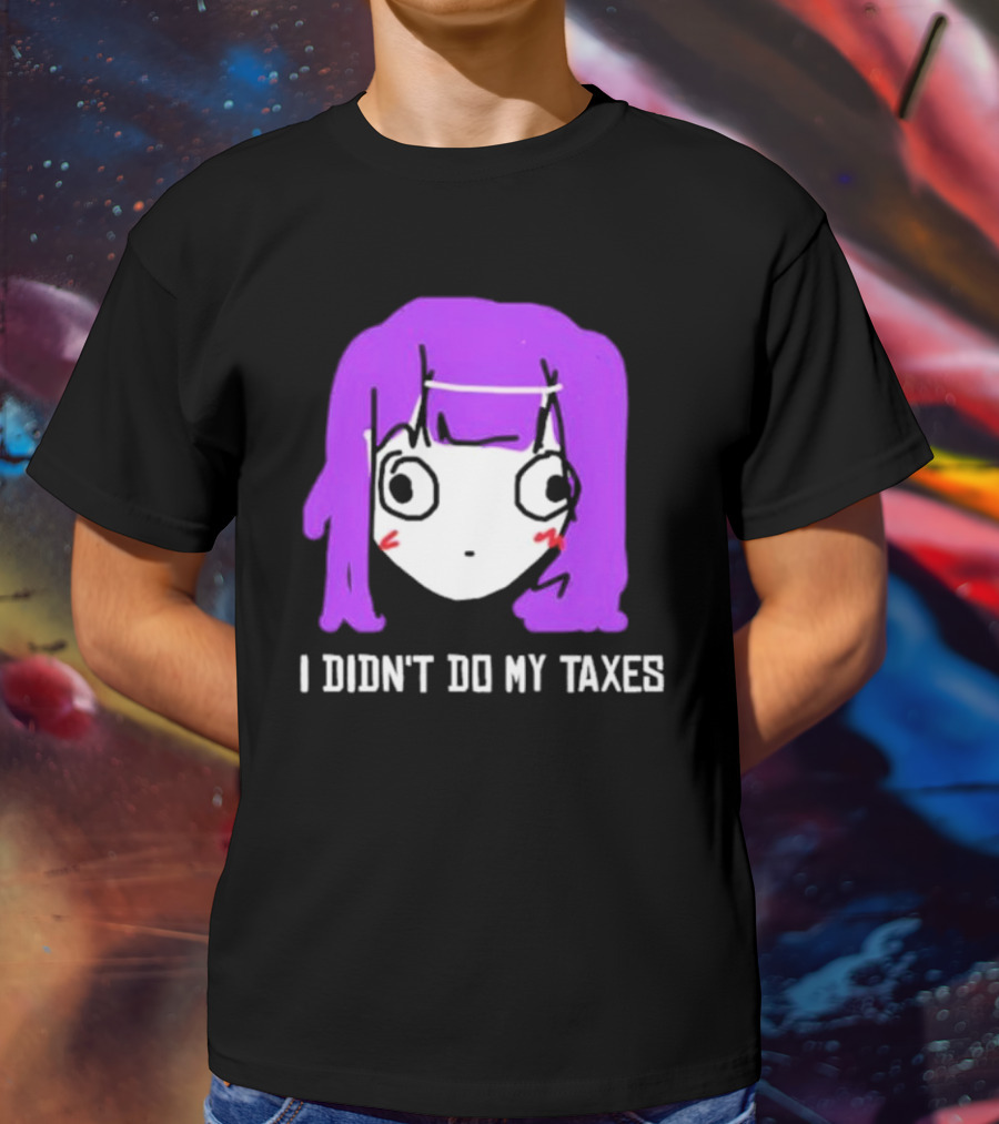 Jusagi Chan I Didn’t Do My Taxes Anime Style Purple Hair Sketch T-Shirt